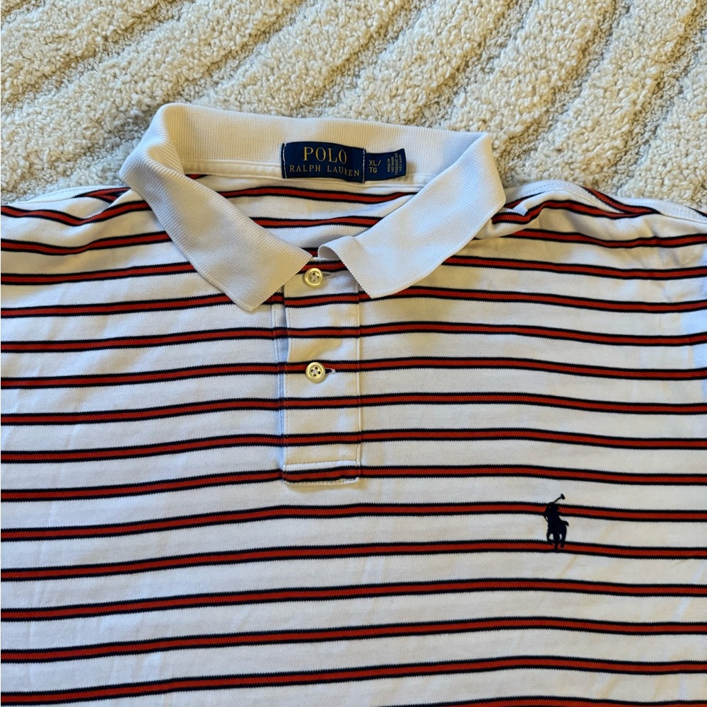 Ralph Lauren Polo Golf Sport Pima Soft Orange White Stripes XL RARE